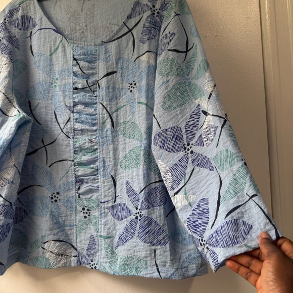 Habitat Light Blue Floral Blouse - Picture 3 of 9